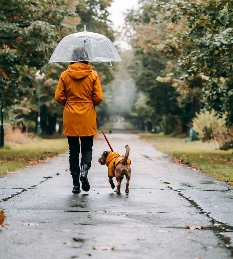 Passeggiate con il cane quando piove: consigli utili per l'autunno